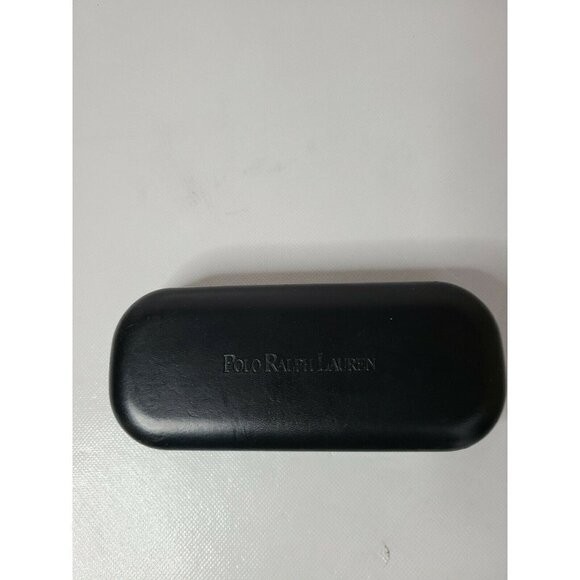 𝅺POLO Ralph Lauren Eyeglass Case Velvet Lining Black Clam Shell Faux Leather - Picture 1 of 5
